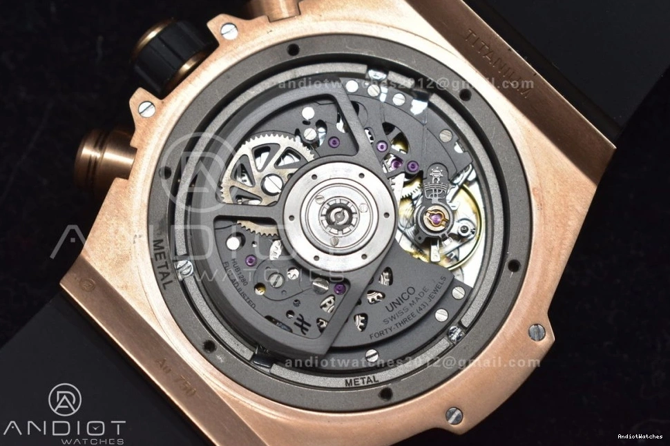 Strap GoodFit ZF Bang Edition Rubber RG Best Hublot 904 Big Dial on Skeleton Unico Black 1:1 A 0420